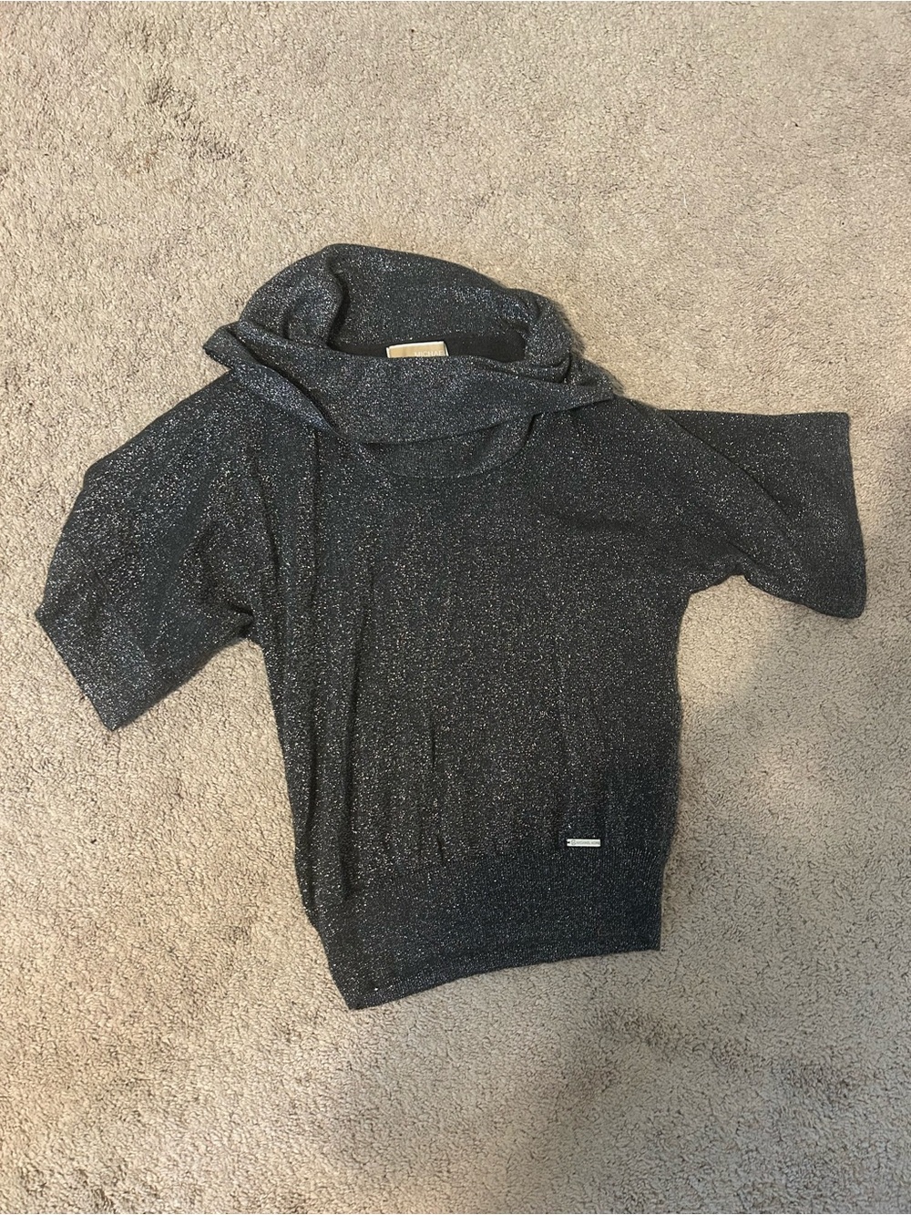 Michael Kors Sparkly Short Sleeve Sweater - Dark Grey